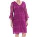 ALFANI Womens Purple Lace Bell Sleeve V Neck Above The Knee Shift Dress Size 2