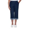 Alfred Dunner Womens Plus-Size Comfort Anchor Print Lightweight Stretch Denim Capri