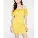 Material Girl Juniors' Off-The-Shoulder Lace Ruffle Bodycon Dress 2 colors LARGE (yellow,L)