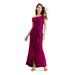 ADRIANNA PAPELL Womens Purple Embellished Ruffled Short Sleeve Off Shoulder Full-Length Hi-Lo Formal Dress Size 16