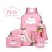 5Pcs/Sets Pink Canvas School Backpacks for Girls, Large Capity Scatchel Rucksack Backpacks for Middle School,Fashion Sports and Outdoors Backpacks for Camping/Hiking/Climbing