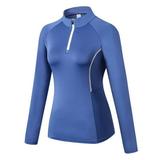 JANDEL Women Autumn Zipper Long Sleeve Sports Fitness Yoga Training Quick-Drying Sweater Tops Blue/2XL