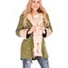 Women's Long hooded military coat black black collar Spring Autumn jacket jacket