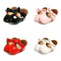 Newborn Baby Girl Shiny Crib Pram Shoes SPANISH Style PU Leather Bowknot Shoes Anti-Slip Toddler Casual Shoes, Soft Soled Princess Walking Shoes, 0-18 Months