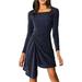 Allegra K Women's Glitter Party Square Neck Ruched Long Sleeve Stretch Dress