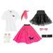 Adult 7 pc - 50's Poodle Skirt Outfit - Hot Pink / Large