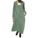 ZANZEA Womens Dresses Square Neck Long Sleeve Solid Baggy Maxi Dress