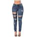 Mchoice Womens Ripped Skinny Jeans High Waisted Stretch Destroyed Denim Pants Slim Pencil Pants Jegging Sweatpants