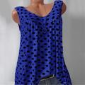 AngelBee Sleeveless Polka Dot Vest Tops Casual Loose V-neck Women Tank (Blue 4XL)