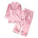 Altsales 2 Pcs Kids Girls Boys Pajamas Child Unisex Silk Nightwear Atin Long Sleeve Clasic Sleepwear Set for 1-7 Years Toddler