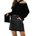 Sexy Dance Womens Casual High Waist Denim Skirt Junior Girls Black Mini Short Pencil Skirt with Pockets Jeans Skirts Street Wear