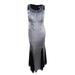 R&M Richards Women's Plus Size Beaded Metallic Pleated Gown