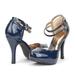 Dream Pairs Office-02 Women's Classy Mary Jane Double Ankle Strap Almond Toe High Heel Pumps Shoes Office-02 Navy/Pat Size 5.5