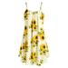 dresses summer dress for women Fashion Women Slash Neck Sleeveless Draped Sunflower Print Strap Mini Dress