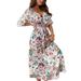 Sexy Dance Women Empire Waist Summer Dress Sexy V Neck Wrap Fashion Floral Print Tunic Dresses Belted Flowy Boho Beach Long Dress for Trendy Lady