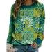 Women Floral Long Sleeve Crew Neck Sweatshirts Pullover Casual Tops