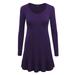 MBJ WT1153 Womens Long Sleeve Bottom Ruffled Tunic Short Dress M DARK_PURPLE