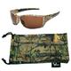 Hornz Brown Forrest Camouflage Polarized Sunglasses for Men Full Frame & Free Matching Microfiber Pouch - Brown Camo Frame - Amber Lens