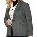 Womens Jacket Blazer Notch Collar Plaid One-Button 4