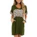 Sexy Dance Women Casual Summer Dress Casual Fitting Leopard Print Beach Dress Ladies Retro Fashion T Shirt Pockets Dresses S-XXXL Navy Green XXL(US 26-18)