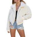 Women's Coat Casual Lapel Fleece Fuzzy Faux Shearling Zipper Coats Warm Winter Outwear Jackets