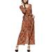 Boho Maxi Dresses for Women Casual Split Flowy Maxi Dress With Pockets Ladies Summer Beach Holiday Party Sundress Long Sleeve Wrap Dress Button Down Lace Up