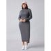 Women's Plus Size High Neck Bodycon Dress