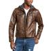 Mens Jacket Medium Full-Zip Faux-Leather M