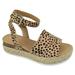 Soda Women Wedge Sandals Open Toe Ankle Strap Flatform Espadrilles Trim Platform Topic-S Dot Leopard Cheetah 7.5