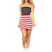 Women Summer US Flag Print Strapless Beach Dress Casual Sexy Bodycon Short Mini Dress