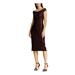 RALPH LAUREN Womens Black Sequined Cap Sleeve Boat Neck Midi Sheath Cocktail Dress Size 0