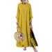 Womens Summer 3/4 Sleeve Maxi Dress Floral Kaftan Color Block Casual Sundress