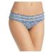 TORY BURCH Women's Blue Printed Smocked Hipster Swimwear Bottom S