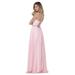 Amelia Couture Womens Blush Crystal Belt Corset Back Maxi Dress