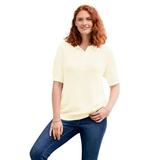 Woman Within Women's Plus Size Elbow-Sleeve Polo Shaker Sweater