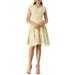 Allegra K Women's V Neck Cap Sleeve Lace Trim Fit and Flare Floral Print Dresses