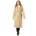 Jessica London Women's Plus Size Double Breasted Long Trench Coat Raincoat