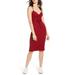 ROXY Womens Red Spaghetti Strap Scoop Neck Knee Length Body Con Dress Size S