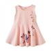 Pretty Comy Children Girls Dress Clothes Cotton Summer Butterfly Print Yellow Kids A-Line Princess Dresses