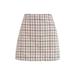 Summer Women's Tweed Mini Skirt, Casual Mid Waist Above Knee Plaid Print A-Line Short Skirt