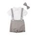 3PCs Newborn Infant Baby Boys Summer Clothes Romper Short Sleeve Shirts Top Shorts Pant Bow-tie Set 0-24M