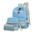 Anyprize 3Pcs/Sets Blue Canvas School Backpacks for Girls, Large Capity Scatchel Rucksack Backpacks for Middle School, Women's Fashion Sports and Outdoors Backpacks for Camping/Hiking/Climbing