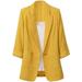 Casual One Button Lady Blazer Cotton Linen Jacket for Women Slimming Business Coat 3/4 Sleeve Turndown Collar Open Front Cardigan for Womens Juniors