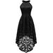 Market In The Box Women's Halter Hi-Lo Floral Christmas Lace Dress Bridesmaid Party Cocktail Dresses