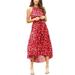 Casual Flowy Long Maxi Dress Boho Halter Neck Polka Dot Print Cold Shoulder Long Dress Belted Holiday Beach Dress