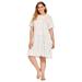 Women Floral Short Sleeve Summer Pocket Midi Maxi Nightie Sleepwear Pyjama Dress Off-White XL