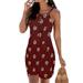 Avamo Women Summer Sleeveless Sundress Halter Neck Lace Up Tunic Tank Dress Beach Vacation Casual Dress