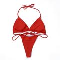 Binpure Womens Solid Color Thong Bikini Set Skimpy Triangle Swimsuit Swimwear