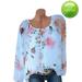 Plus Size Women Summer Floral Lace Up Blouse Tops Casual Tunic Loose T Shirts Women's Plus Size Women's Sleeve Casual Tunic Tops Loose Blouse Shirts