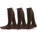 TeeHee Microfiber Compression Knee High Socks with Rib 3-Pack (Large (10-13), Brown)